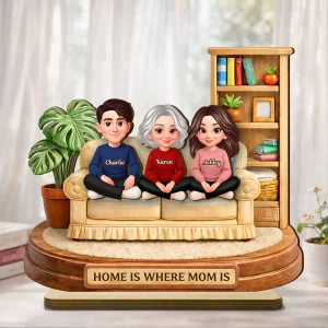 Home Is Where Mom Is - Personalized 2-layered Wooden Plaque - Gift For Mom