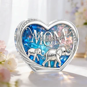 Mom We Love You Elephant Following - Personalized Acrylic Block Plaque - Heartfelt Mother's Day Gift For Mom